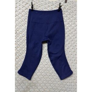 Lululemon Crop Leggings Womens Sz 4 Blue Stretch Seamless Athletic Flow & Go
